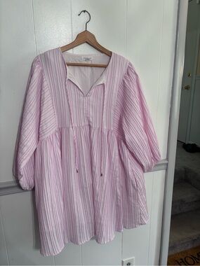 Light Pink Striped Babydoll Dress